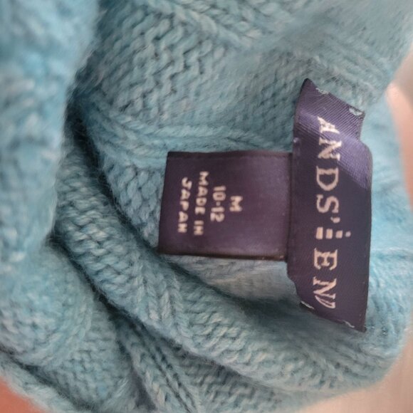 Lands End Womens Ribbed Wool Angora Blend Turtleneck Sweater Medium Blue - Picture 4 of 5